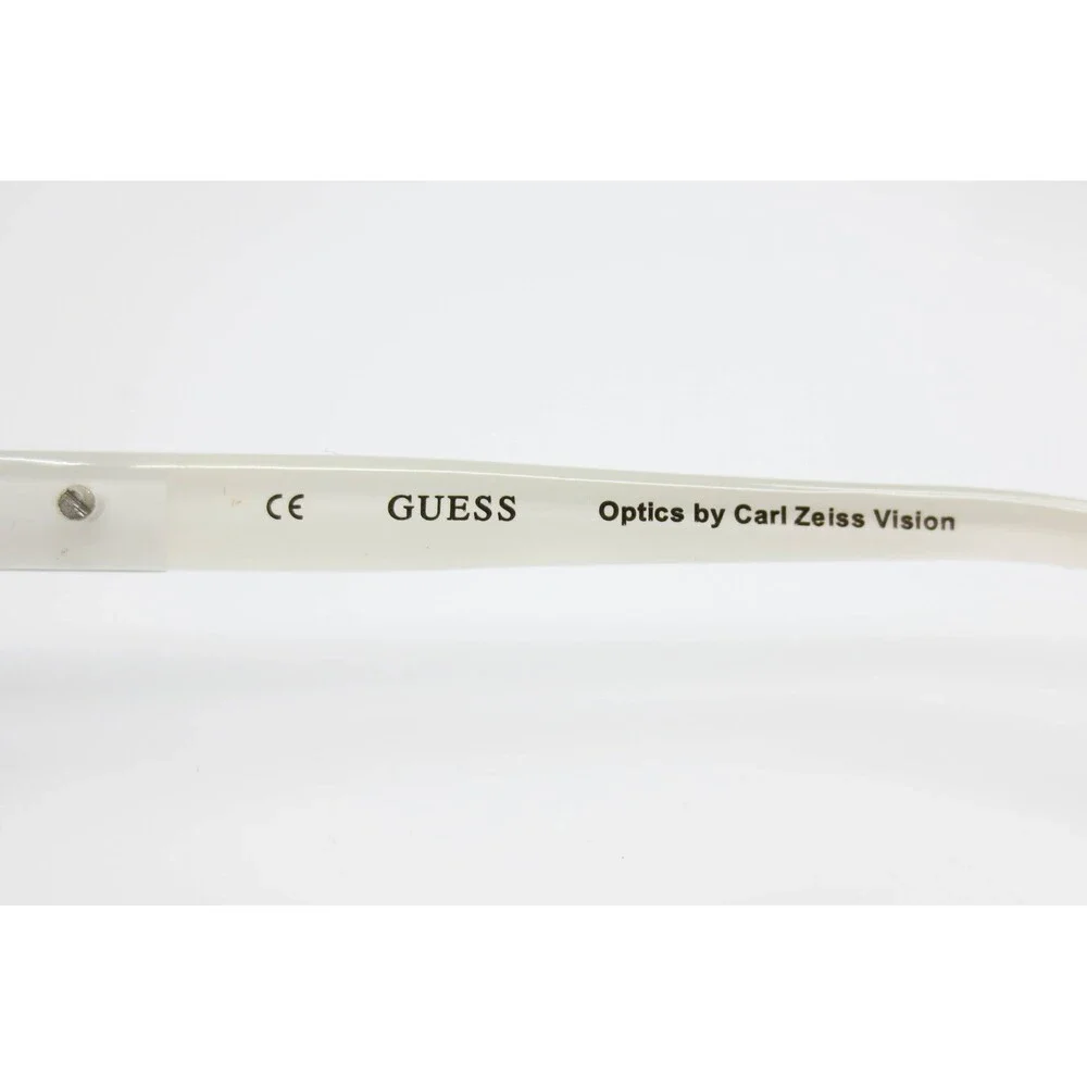 Guess GU 7279 SI-35 Silver White Aviator Eyeglass Frames 66-11-135 Studded Arms